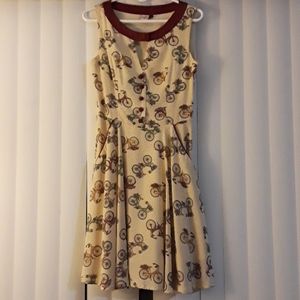 Retro Modcloth fitted dress with bicycle print